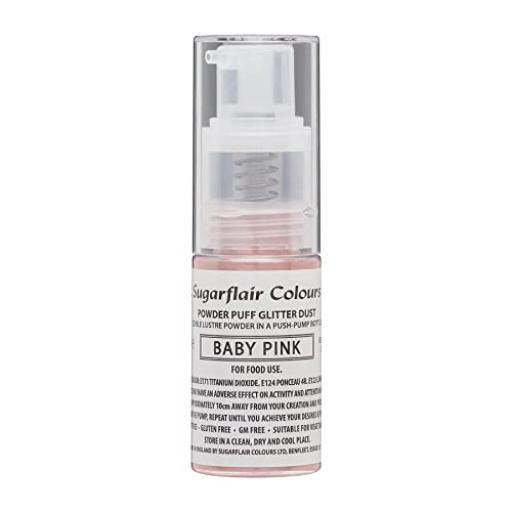 Sugarflair Colours Powder Puff Glitter Dust Pump Spray Baby Pink 10g