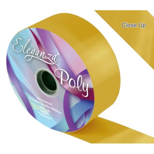 Eleganza Poly Ribbon 50mm x 91m  Gold