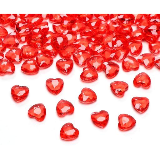 Crystal Confetti, Heart Shaped, Red