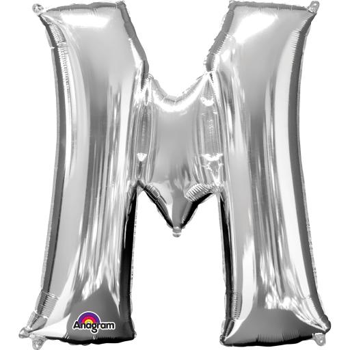 Balloon Air-Filled  Letter M Silver 16in