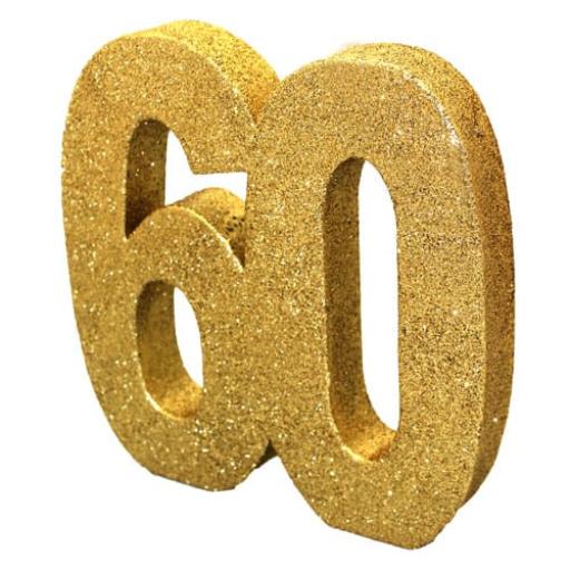 Gold Glitter Number 60 Table Decoration