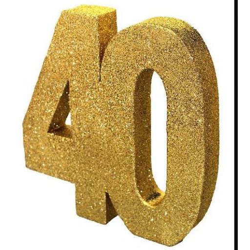 Gold Glitter Number 40 Table Decoration