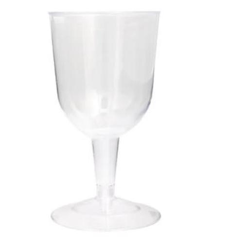 8 Disp. Clear Plastic Wine Glasses - 175ml