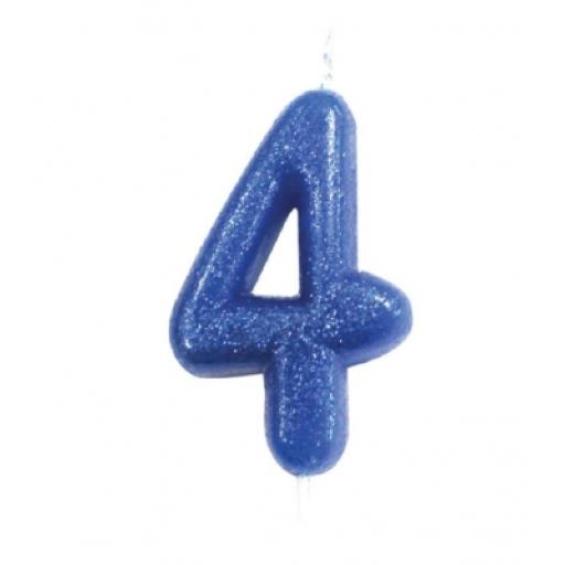 No. 4 Blue Moulded Glitter Pick Candle