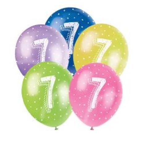 Age 7 Assorted Colours Latex Balloons 11"
