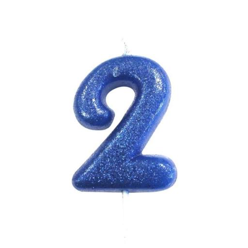 No. 2 Blue Moulded Glitter Pick Candle