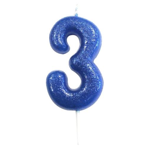 No. 3 Blue Moulded Glitter Pick Candle