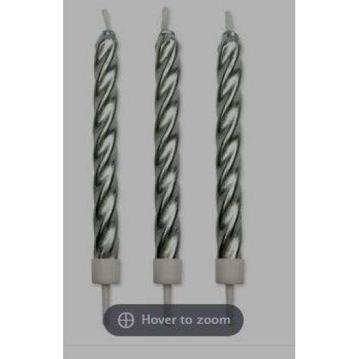 PME 10 Candles Silver Twist & white holder