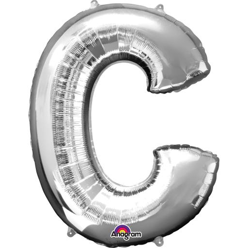 Balloon Air-Filled  Letter C Silver 16in