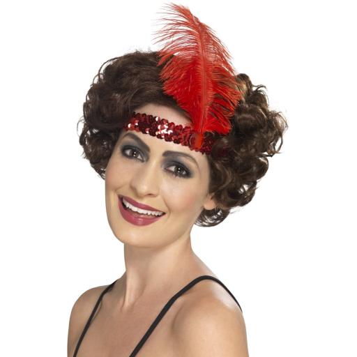 Red Sequinned Flapper Headband