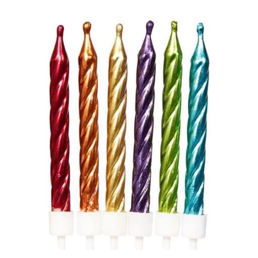 Metallic Candles Rainbow with Holders