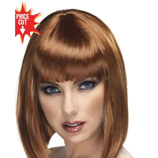 Glam Wig Brown Short Blunt with Fringe