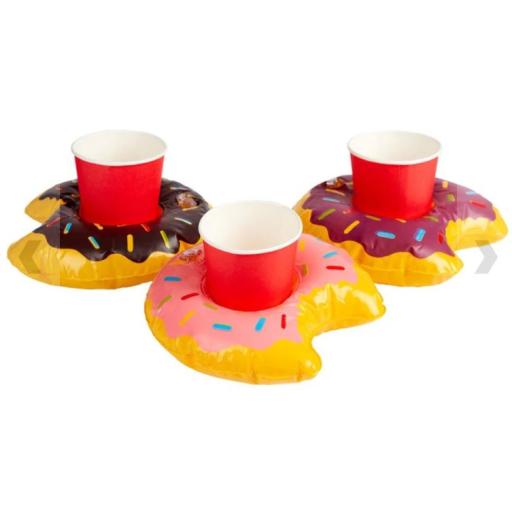 Inflatable Donut Drink Holder Ring, Assorted, 3pcs, 20cm/8in