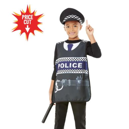 Police Kit , Tabard, Hat & Truncheon Size M