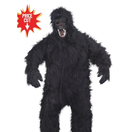 Gorilla Costume, Black, with Bodysuit, Mask, Hands & Feet