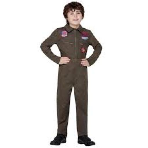 Age 4-6 Top Gun Kids Costume with Jumpsuit