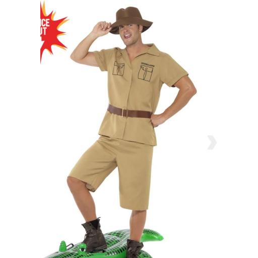 Safari Man Costume, Brown, with Shirt, Shorts, Belt and Hat Size M