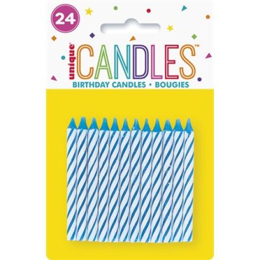 Blue spiral b-day candles 24pcs