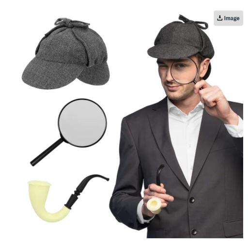 Set Detective (cap, pipe and magnifying glass)