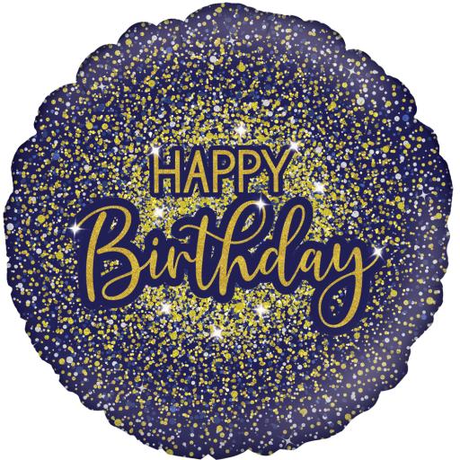 18inch Glamorous Glitter Birthday Blue Holographic Foil Balloon