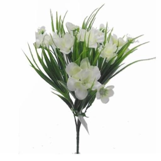 33Cm Mixed Flower Bush   Ivory