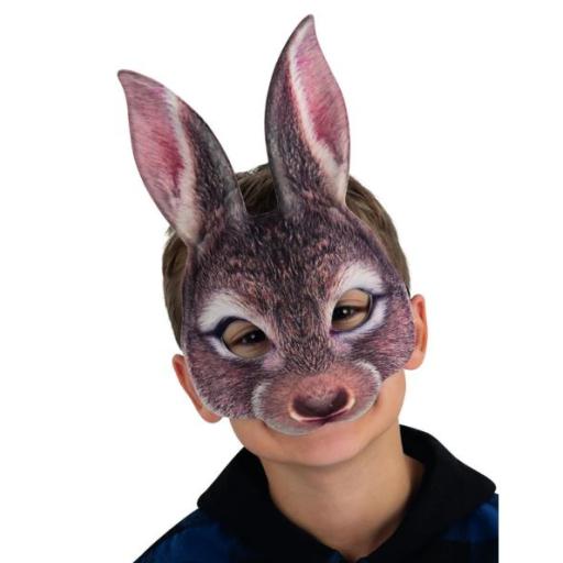 Kids Brown Rabbit Mask, on Elastic