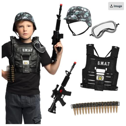 Child set SWAT (helmet, vest, safety glasses, bullet belt, Rifle)