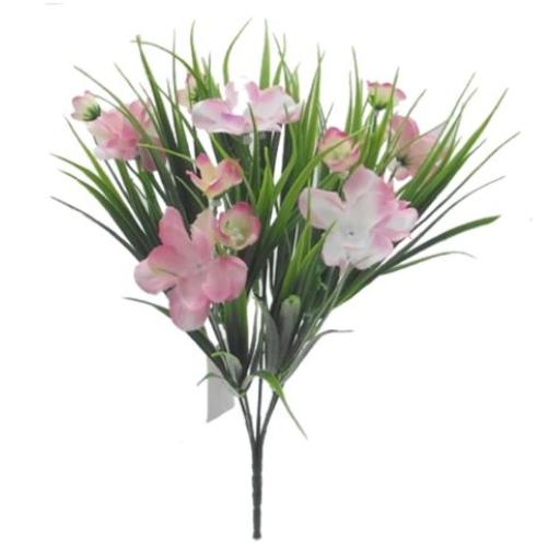 33Cm Mixed Flower Bush  Pink