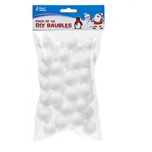 Pack of 40 Polyfoam White Baubles Make Your Own Christmas Tree Decorations 2.6cm