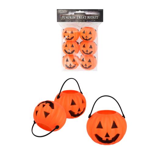 Pack of 6 Halloween Pumpkin Treat Buckets 6.5cm x 5.5cm