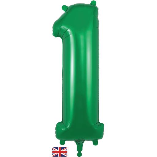 34inch Number 1 Green Foil Balloon