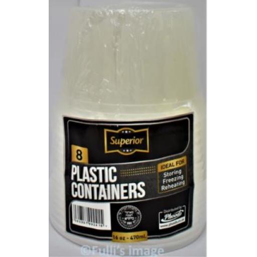 Superior Round Plastic Containers 16oz 8pk