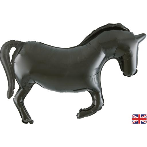 Shape 35inch Horse Solid Colour Black Metallic Packaged