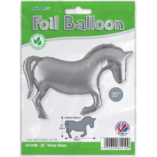 Shape 35inch Horse Solid Colour Silver Metallic Packaged