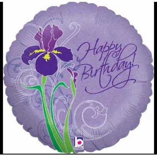 Spring Iris Birthday Holographic 18" Foil Balloon