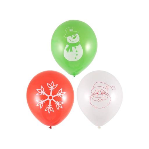 23cm Christmas Balloons Printed 12 Pack