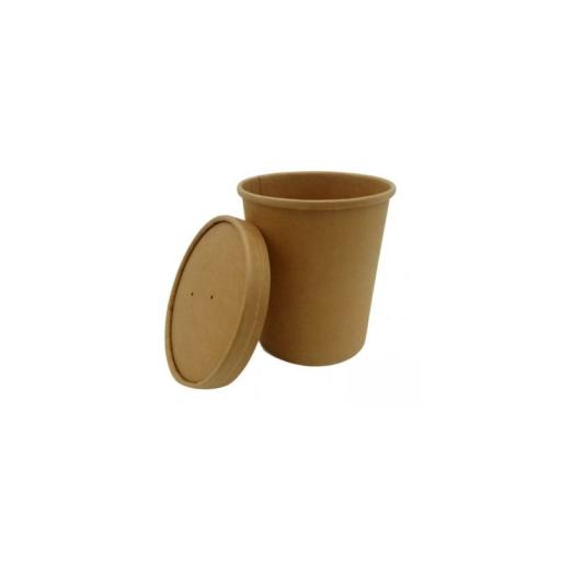 Kraft Paper Soup Cup and Lid 340ml/12oz (Pack 25)