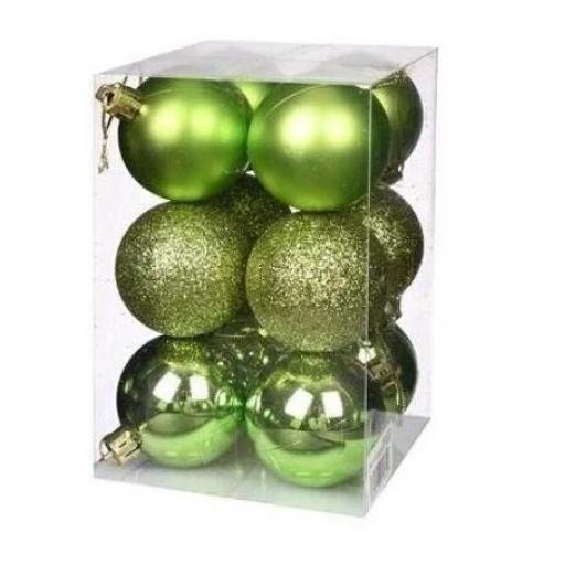 12 x Assorted 5cm Christmas Baubles Olive