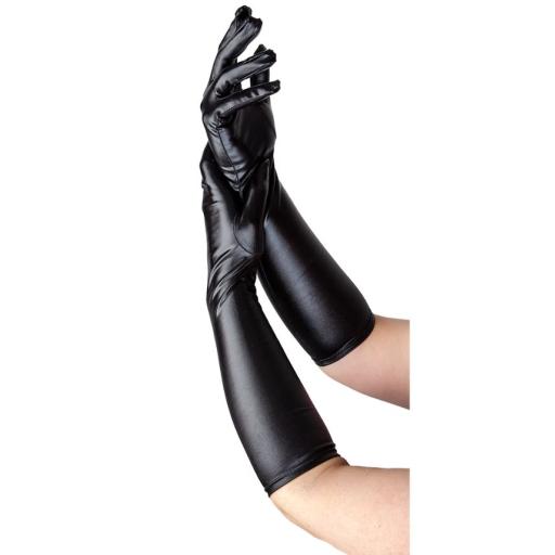 Ladies Long Gloves - Metallic Black