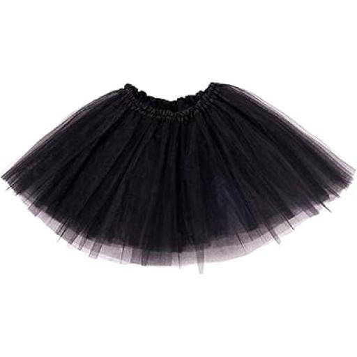 Black Ladies Adult 3 Layered Plain Coloured Tutu Skirts