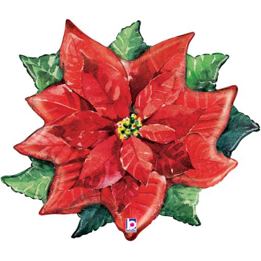 35inch Shape Watercolor Poinsettia Holographic