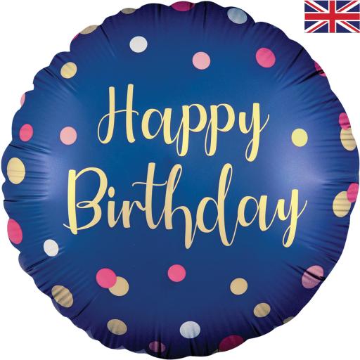 18inch Foil Balloon  Polka Navy Pink Birthday