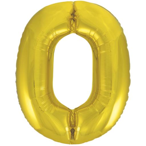 Number 0 Gold Foil Balloon 34"