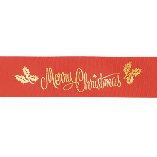 Red/Gold Merry Christmas Ribbon - 24mm X 1 Meter