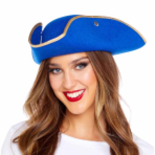 Pirate Hat - Blue Gold Edge - Size Adult Standard