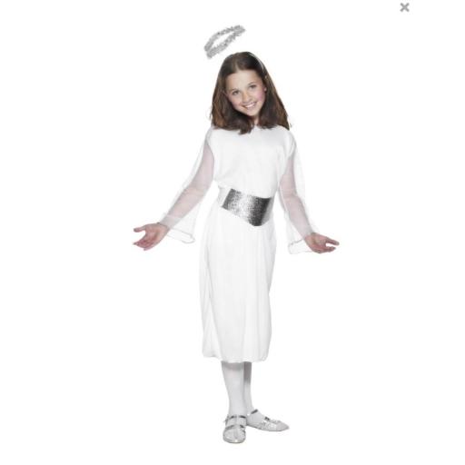 Angel Costume, White, with Dress, Belt & Halo Size Small