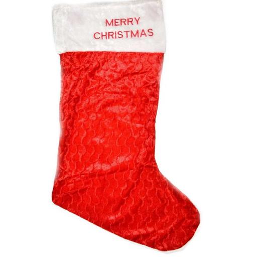 Velvet 88cm Long Santa Sack Socks Gifts Bag Jumbo Merry Christmas Print Stocking Decorations, Red/White