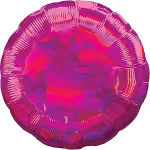 Iridescent Magenta Circle Foil Balloon 18"