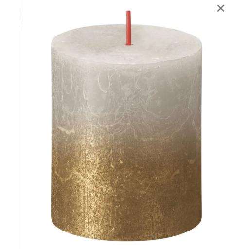 Bolsius Rustic Metallic Candle 80 x 68 - Faded Sandy Grey Gold